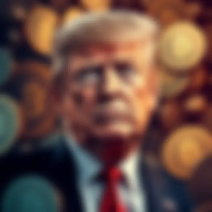 Trump with Cryptocurrency Symbols Donald Trump surrounded by cryptocurrency symbols, showcasing his influence in the crypto market and its impact on investors