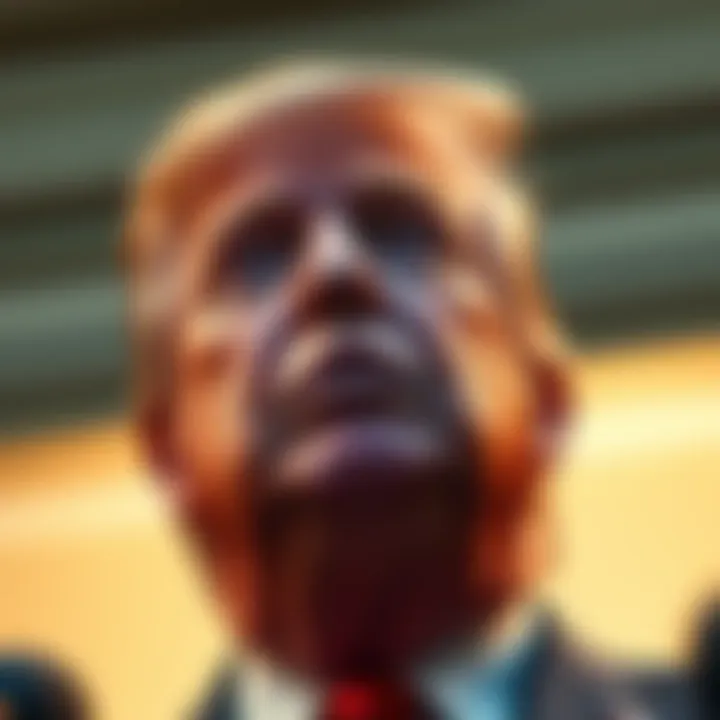 Former President Trump speaking at a press conference about his decision to pardon Binance co-founder CZ, with a serious expression.