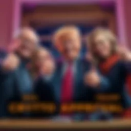 The Trump family celebrating their conditional approval for a cryptocurrency banking venture with smiles and thumbs up.