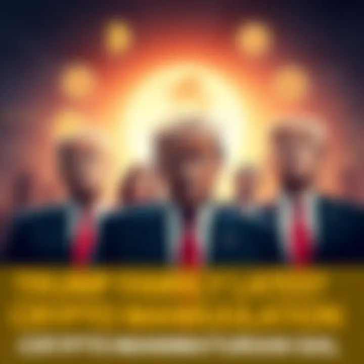 Image showing the Trump family with cryptocurrency symbols and market graphs in the background