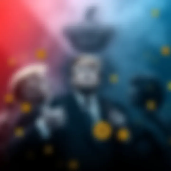 A graphic showing the Trump family crest alongside cryptocurrency symbols like Bitcoin, indicating their wealth connection to digital assets.