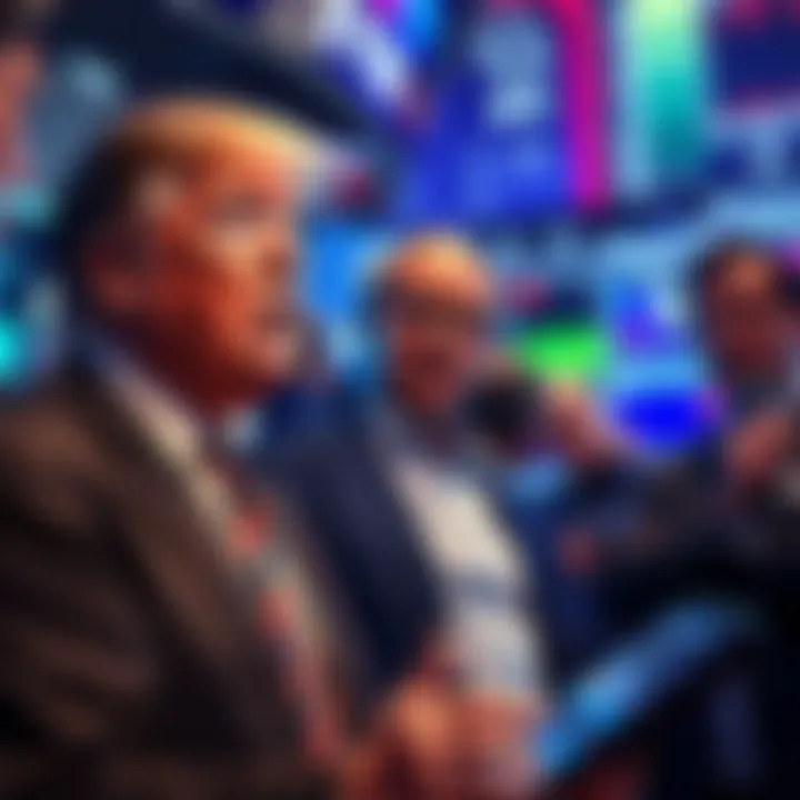 Donald Trump speaking with traders reacting to his statements about the market.