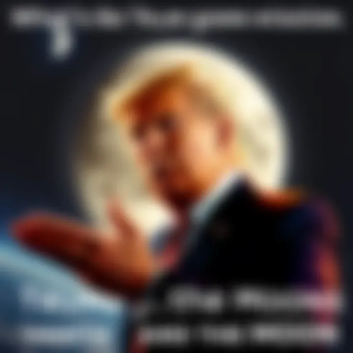 Pi Trump discussing plans for a moon mission with a space-themed background