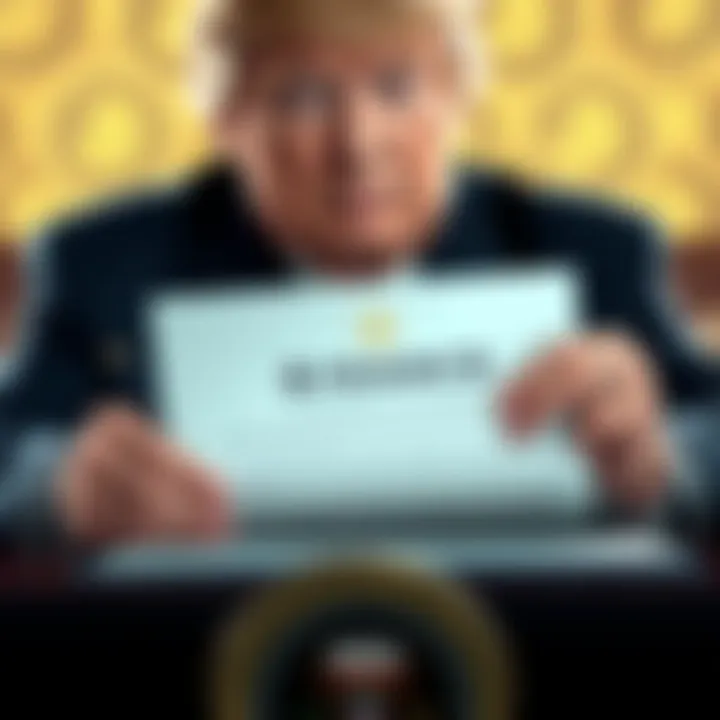 Trump pardons Binance founder President Trump signing a pardon document for the founder of Binance, with cryptocurrency symbols in the background