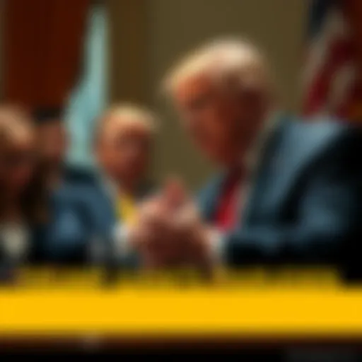 Former President Trump granting a pardon to Changpeng Zhao, founder of Binance, in a formal setting