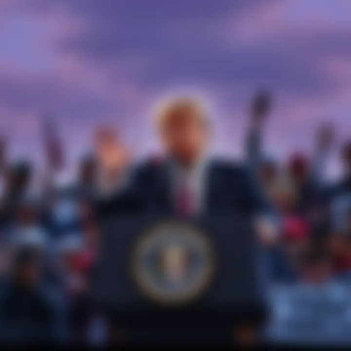 President Trump at a podium announcing the renaming of Albuquerque to Charliequerque with supporters in the background