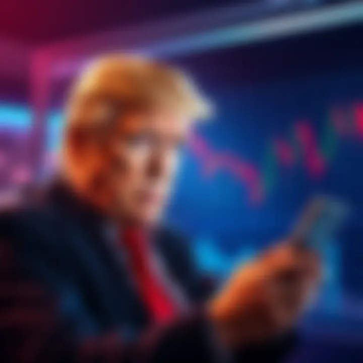 A worried investor looking at a graph showing a drop in cryptocurrency values, symbolizing concerns over TrumpCoin's centralization.