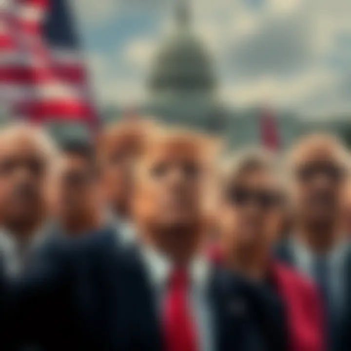 A group of politicians and activists opposing Trump, showcasing their diverse backgrounds and perspectives, set against a political backdrop.