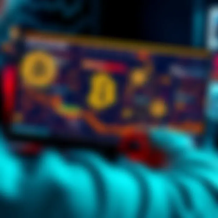 A person programming a digital will on a computer screen displaying Bitcoin symbols and algorithmic designs.