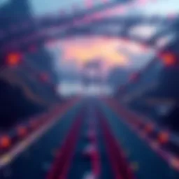 A digital representation of a secure cross-chain bridge connecting different blockchain networks, highlighted by the logo of Rubic.