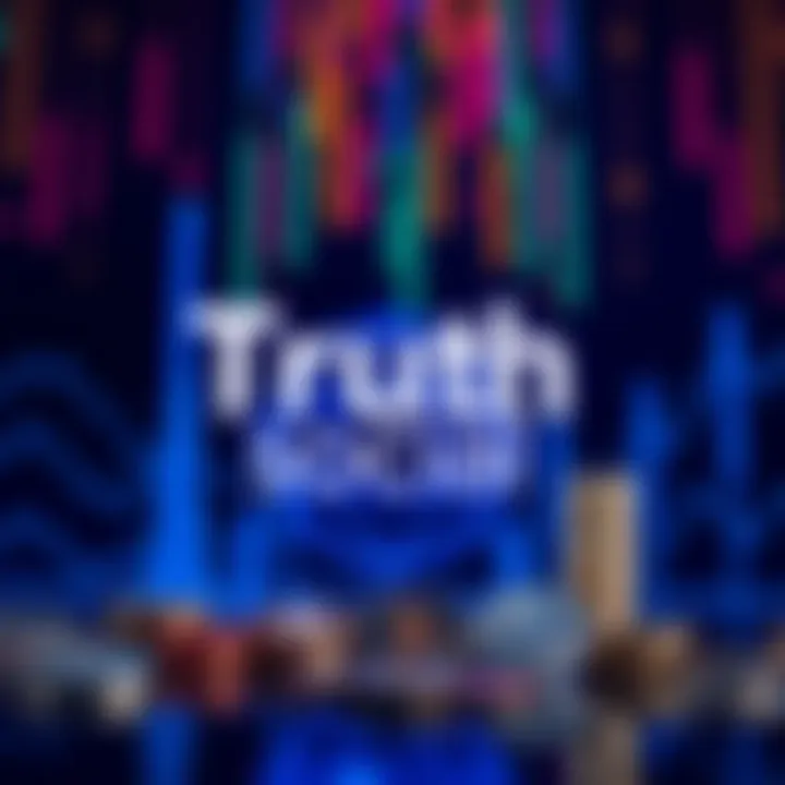 Logo of Truth Social alongside a graphic of top digital currencies representing the new Crypto Blue Chip ETF