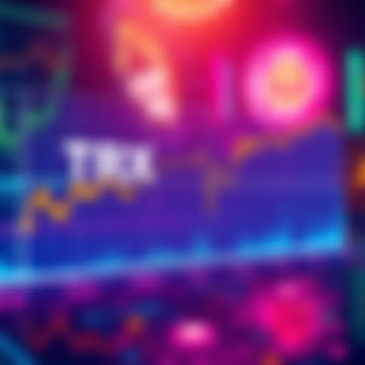 A graph showing TRX transaction fees over time with fluctuating rates, highlighting stability and network security.