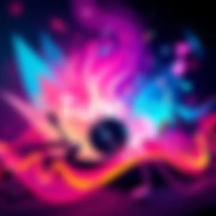 An artistic representation of Tune.fm with vibrant colors and music elements symbolizing innovation and excitement in streaming