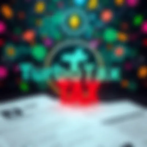 TurboTax logo surrounded by cryptocurrency symbols and tax documents illustrating import issues