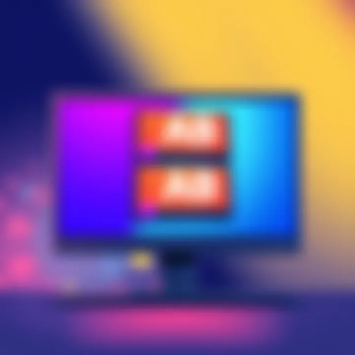 An illustration showing two AB ads stacked on a digital screen, showcasing effective ad timing for better revenue