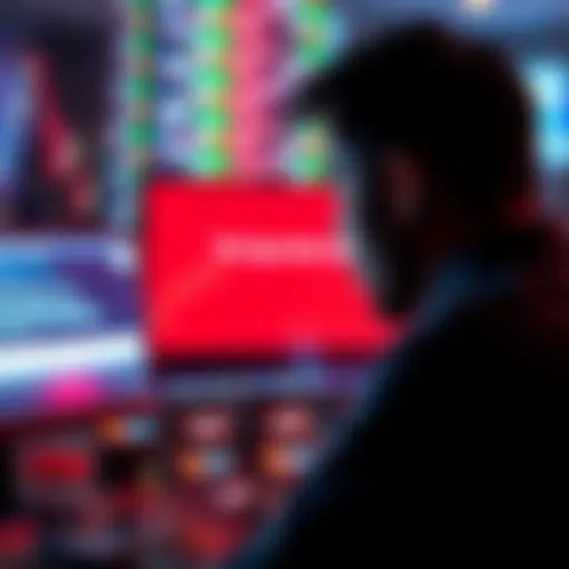 A shocked person looking at a computer screen displaying a large error message reflecting a typo in a prediction market, illustrating the impact of human mistakes in finance.