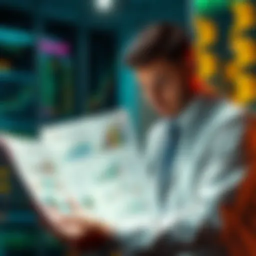 A financial expert reviews documents related to UAE-regulated crypto custodians, with charts and graphs showing local asset protection solutions.