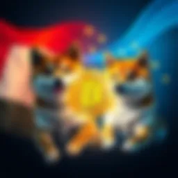 The flags of UAE and Shiba Inu next to a blockchain technology symbol, representing their partnership in government services.