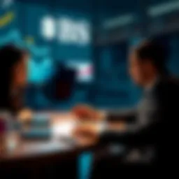 A financial advisor discussing cryptocurrency options with clients at UBS.