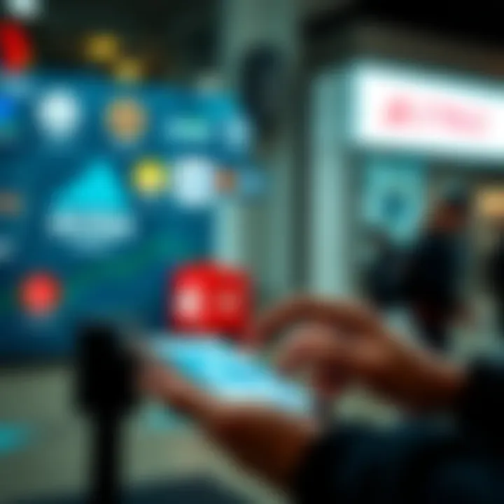 A graphic showing various UK bank logos with a focus on those supporting Strike payments, and a person using a mobile banking app.