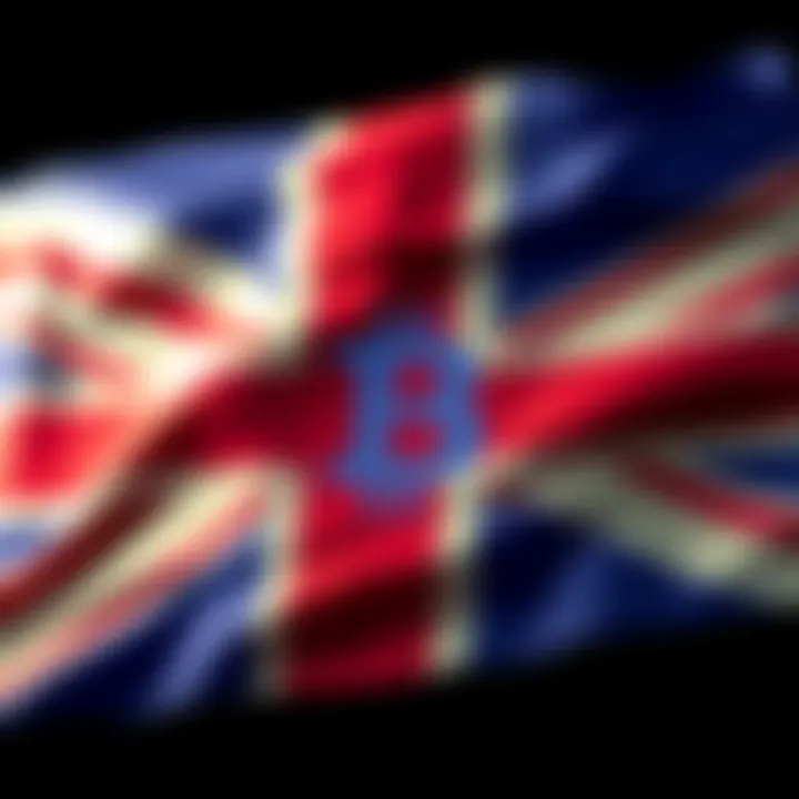 A graphic showing the UK flag intertwined with digital currency symbols, representing the nation's push towards crypto innovation.