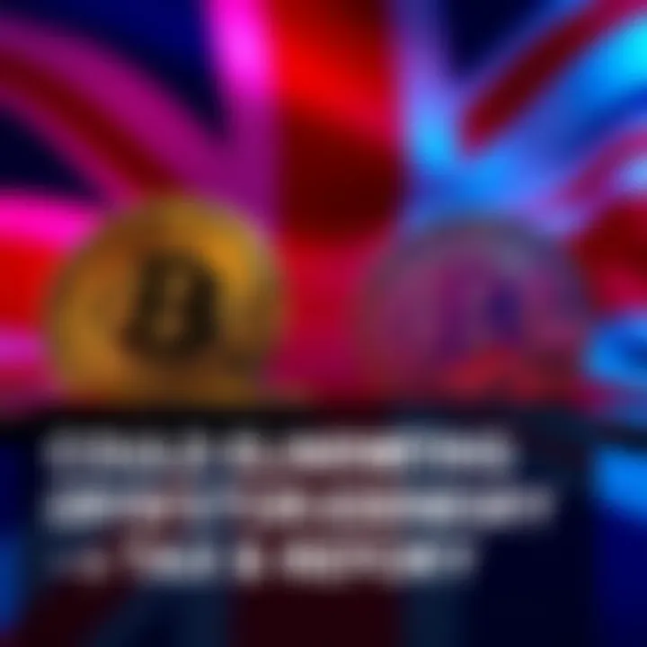Visual representation of cryptocurrency symbols with the UK flag backdrop, symbolizing potential economic growth and innovation in the crypto sector.