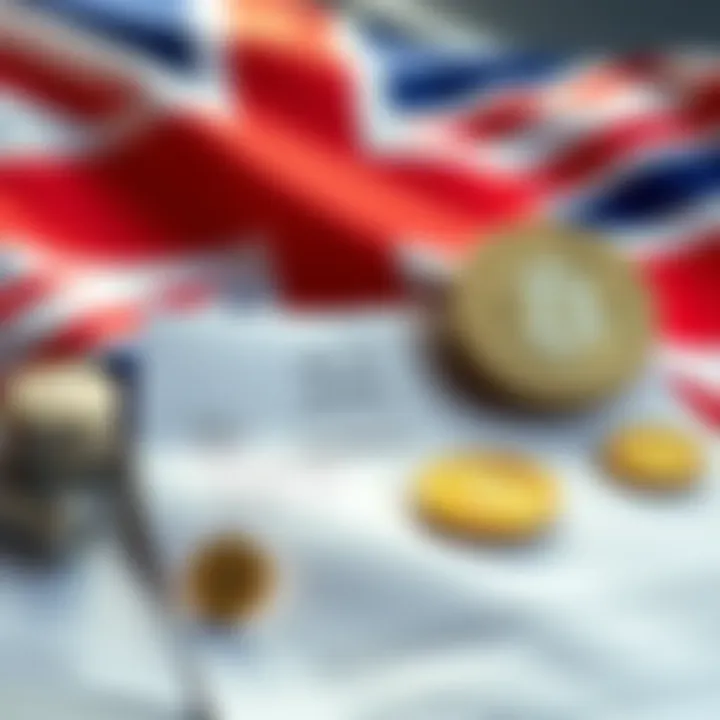 A graphic showing the UK flag alongside cryptocurrency symbols and a document with transaction details, illustrating new reporting requirements for crypto firms.