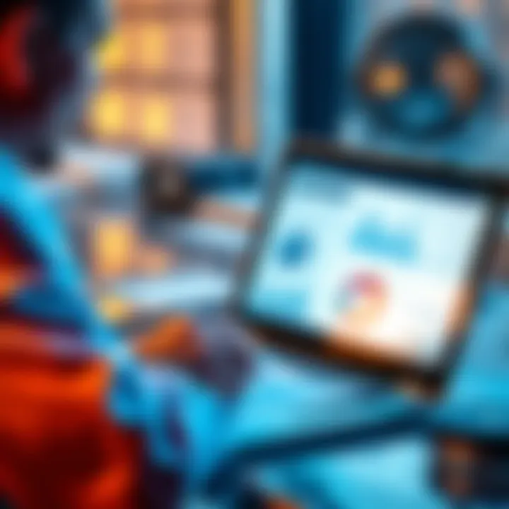 UK Crypto Tax Reporting Guide An accountant reviewing crypto tax documents with charts and graphs on a laptop screen