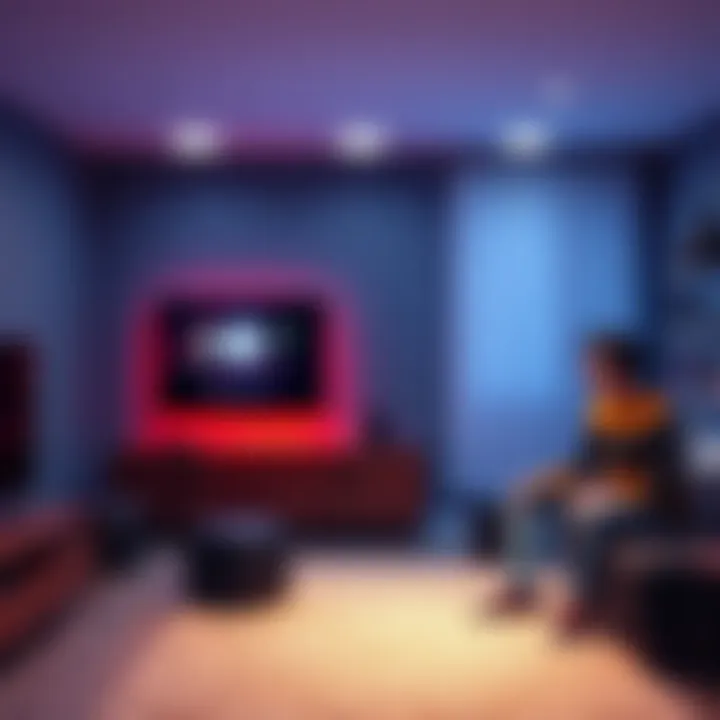 A home server setup showing the Umbrel Pro device connected to a TV and other devices, with a user interacting with it.