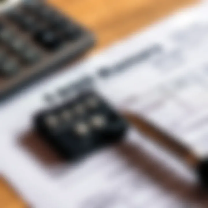 A close-up of a 1099-DA form showing sections for proceeds and cost basis reporting, with a calculator and pen beside it.