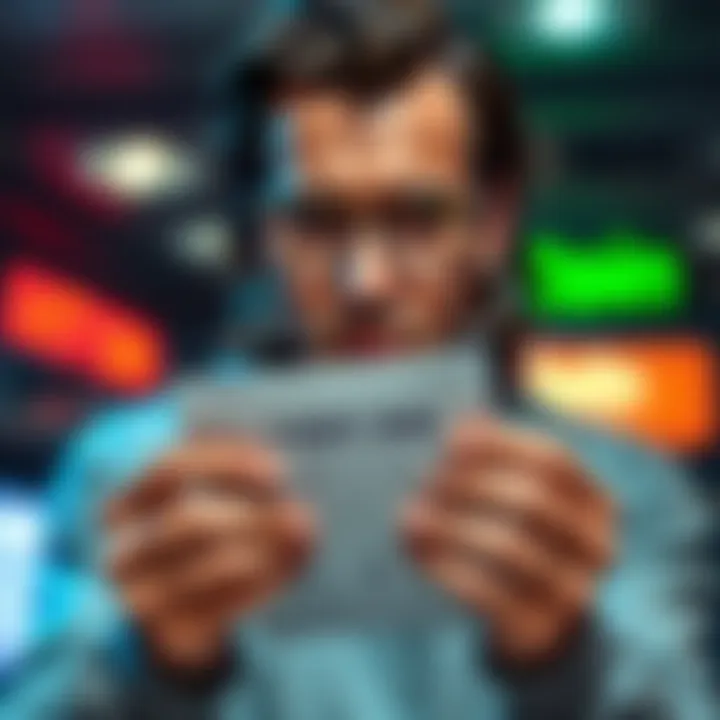 A person looking at a 1099-DA form while holding Litecoin coins, showing confusion about cryptocurrency transactions