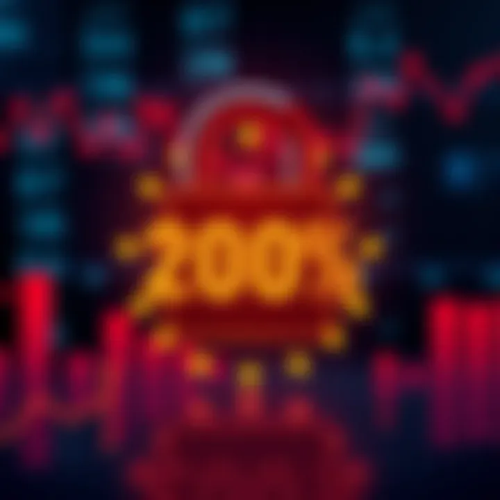 A financial graphic showing a lock symbol with percentages, illustrating the concept of a 200 percent lockup in finance.