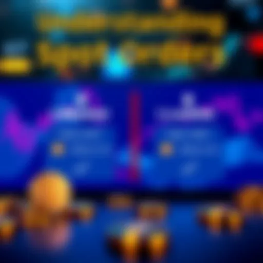 A graphic showing examples of Market and Limit spot orders with cryptocurrency symbols