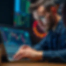 A trader looking at a chart on a laptop, concerned about an unexpected trade closure due to automatic stop loss orders.