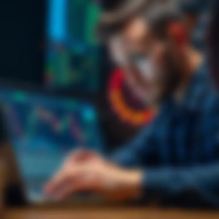 A trader looking at a chart on a laptop, concerned about an unexpected trade closure due to automatic stop loss orders.