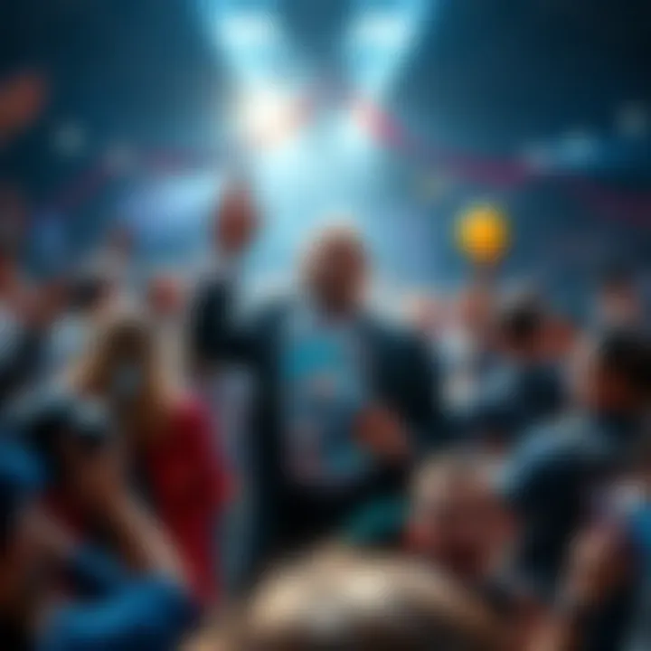 A public figure returns to the spotlight, surrounded by fans and media, creating a buzz.