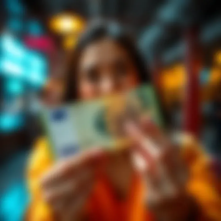 A person holds a €3 note with a smile, encouraging the recipient to enjoy the surprise gift.