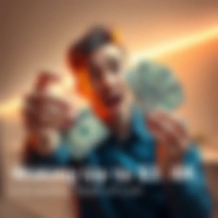 A person looks surprised while holding cash in their hand, showing excitement and joy over the unexpected fortune of $3.8K.