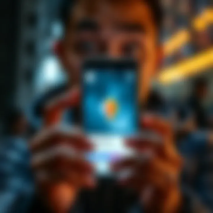 A person holding a smartphone displaying a rare item in an app, with a surprised expression on their face.