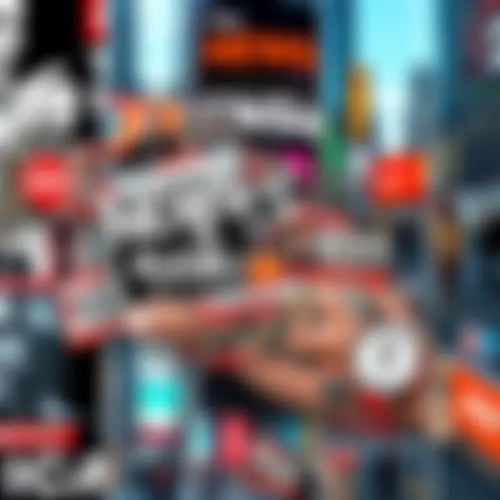 A collage of various news headlines illustrating ironic events, showcasing humorous twists in daily life, with a backdrop of a bustling city scene.