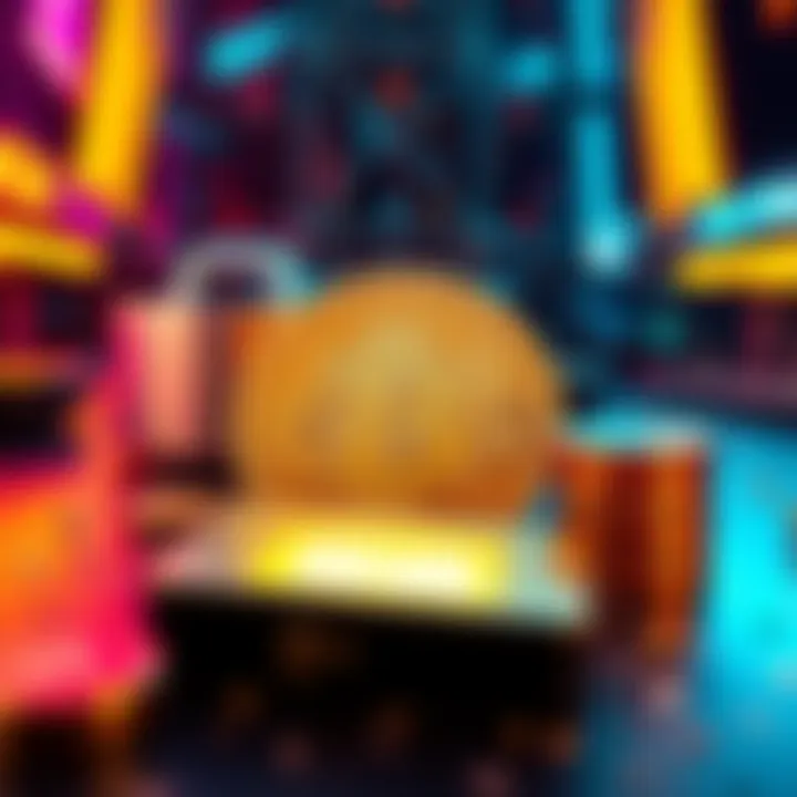 A visual representation of cryptocurrency concepts with a focus on Bitcoin and blockchain technology