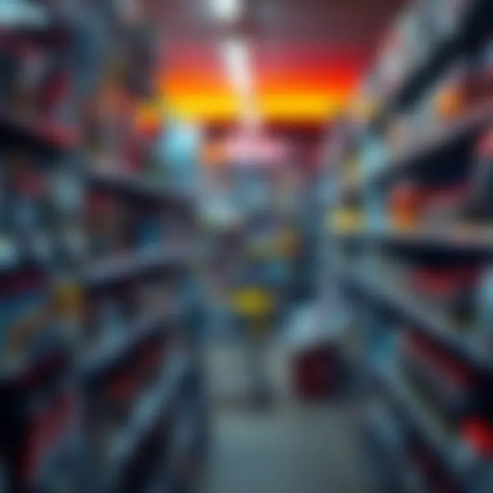 A close-up view of shelves filled with various unsold products, showing tags indicating demand but items remain untouched.