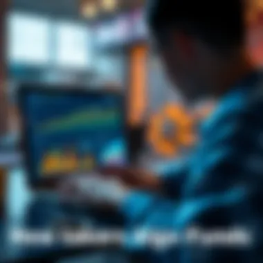 A person looking at a laptop screen with charts and graphs, showing how to manage Algo funds and close out quests from the previous year