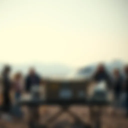 Unusual Parcel at Area 51 A mysterious parcel sitting on a table at Area 51, surrounded by curious onlookers examining its contents.