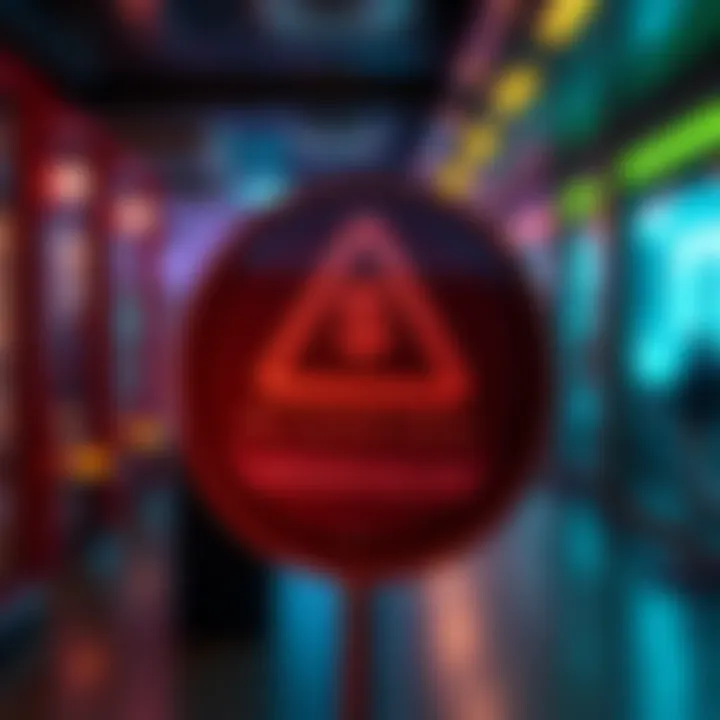 Graphic showing a warning sign with a blockchain symbol and a prompt to update to version 5 to avoid issues at block 64,318.