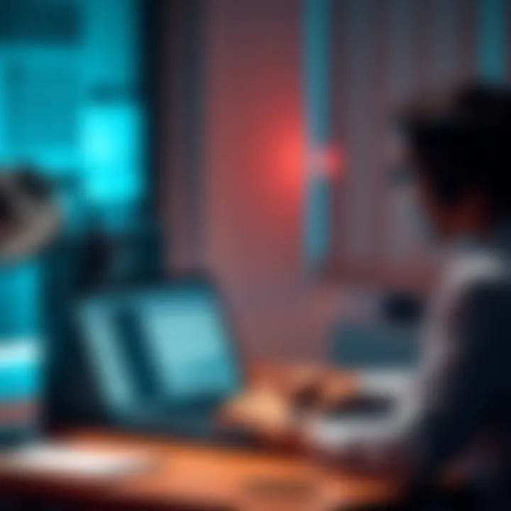 A person sitting at a desk uploading crypto tax forms on a laptop with TurboTax open