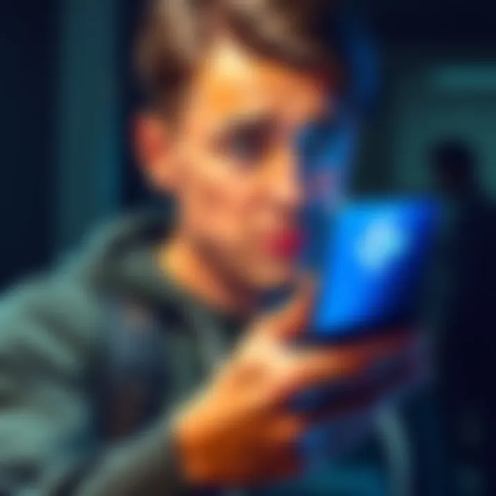 A person looking worried while using a smartphone to seek help about stolen cryptocurrency funds