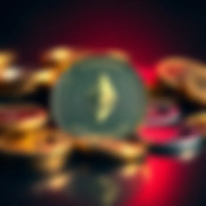 A graphic representation of Ethereum coins with a dollar sign and the Coinbase logo, indicating a transfer by the US government.