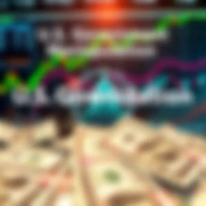 A visual representation of financial charts and dollar bills, illustrating the U.S. government's economic policies and debt issues.