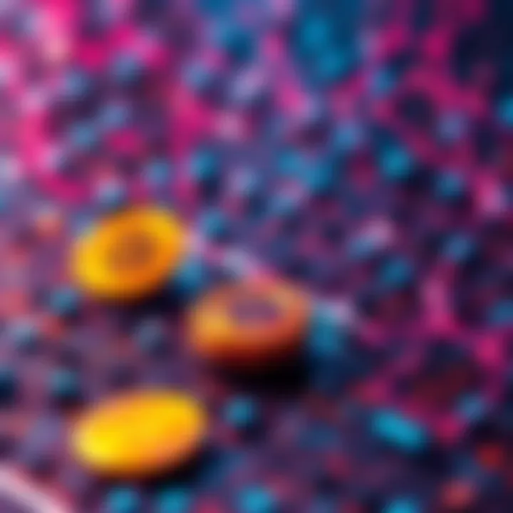 A visual representation of quantum technology with Bitcoin symbols indicating security concerns
